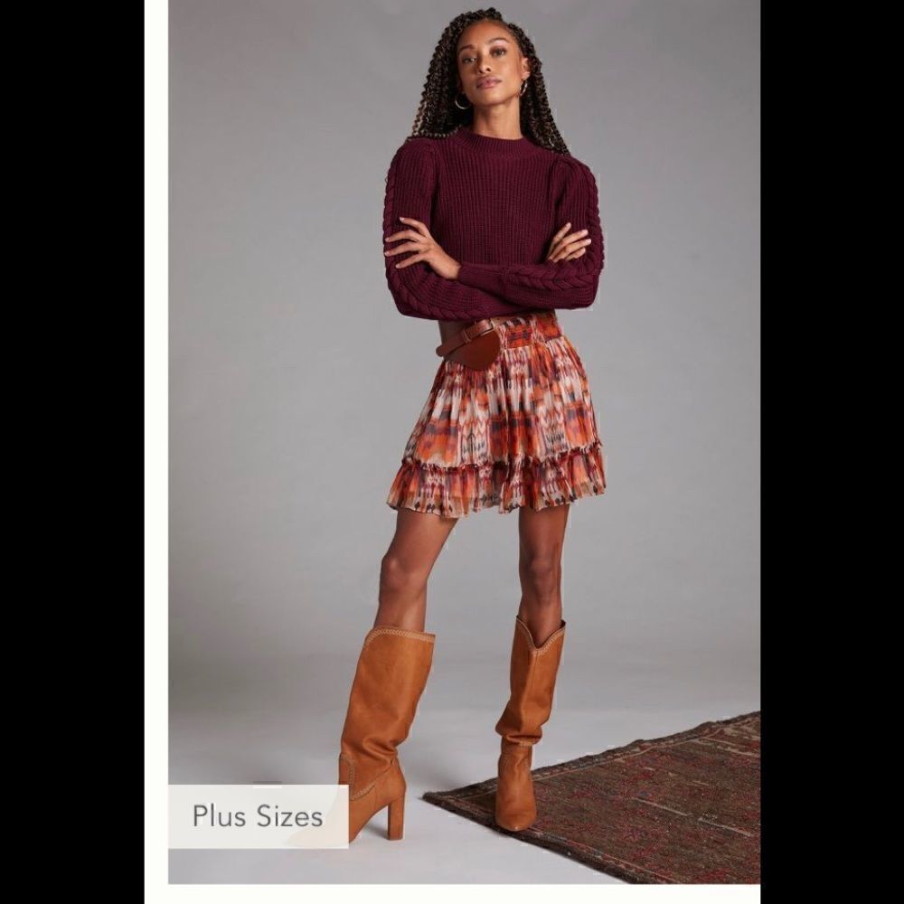 Anthropologie Floral Mini Skirt